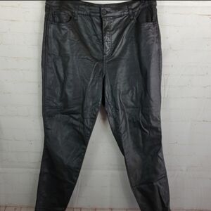 Kut from the Kloth Donna Fab Ab Coated High Waist Ankle Skinny Jeans Black 18W